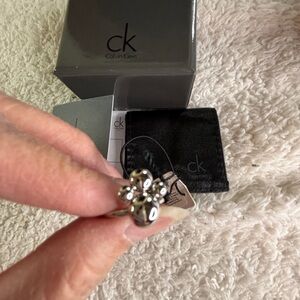 Calvin Klein Silver Ring with Polished Bead Charms in Gift box and COA New